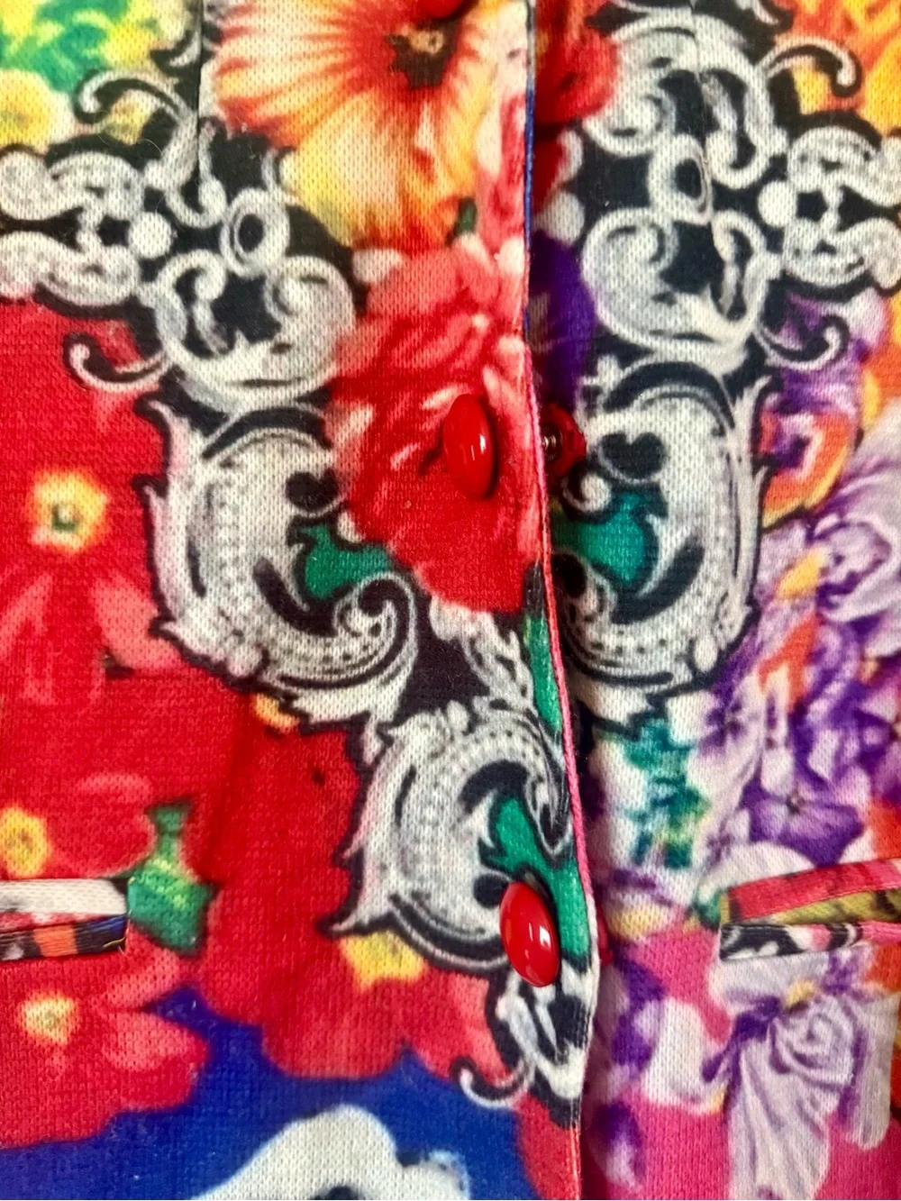 RAGE Vintage Maximalist Floral Baroque Print Jacket Blazer - Size L - Picture 2 of 4